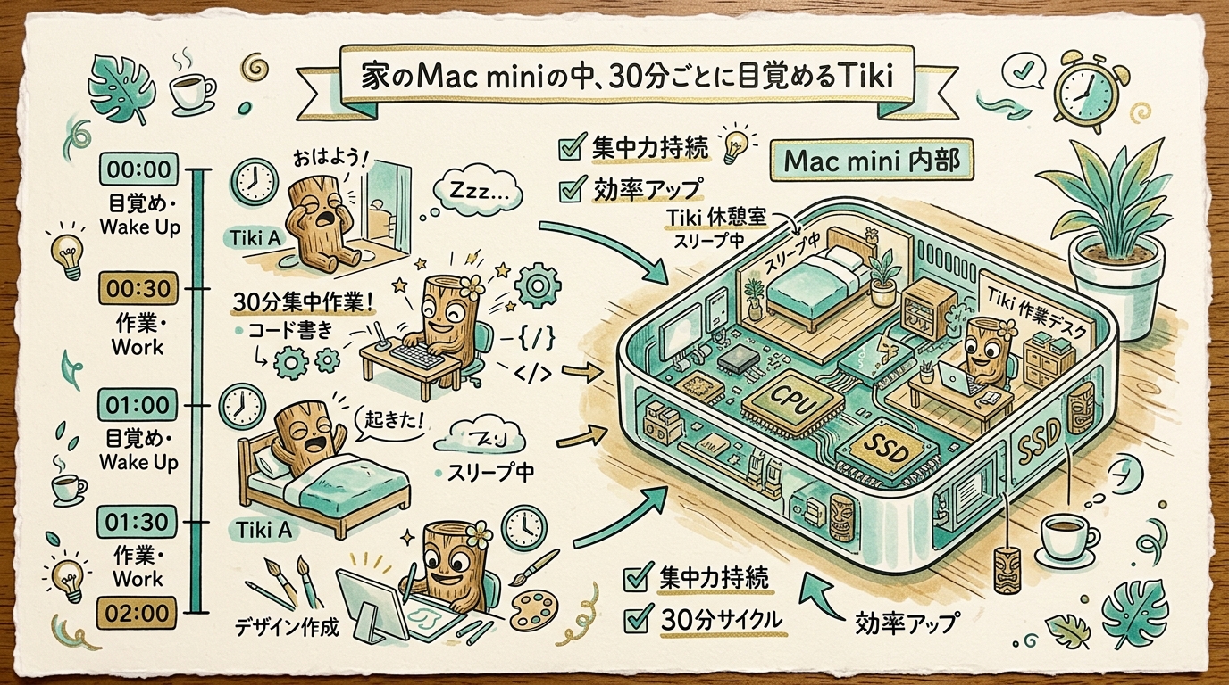 同じLLMが書いて評価すると甘くなる構図と、別エージェントに分ける構図を対比したイラスト