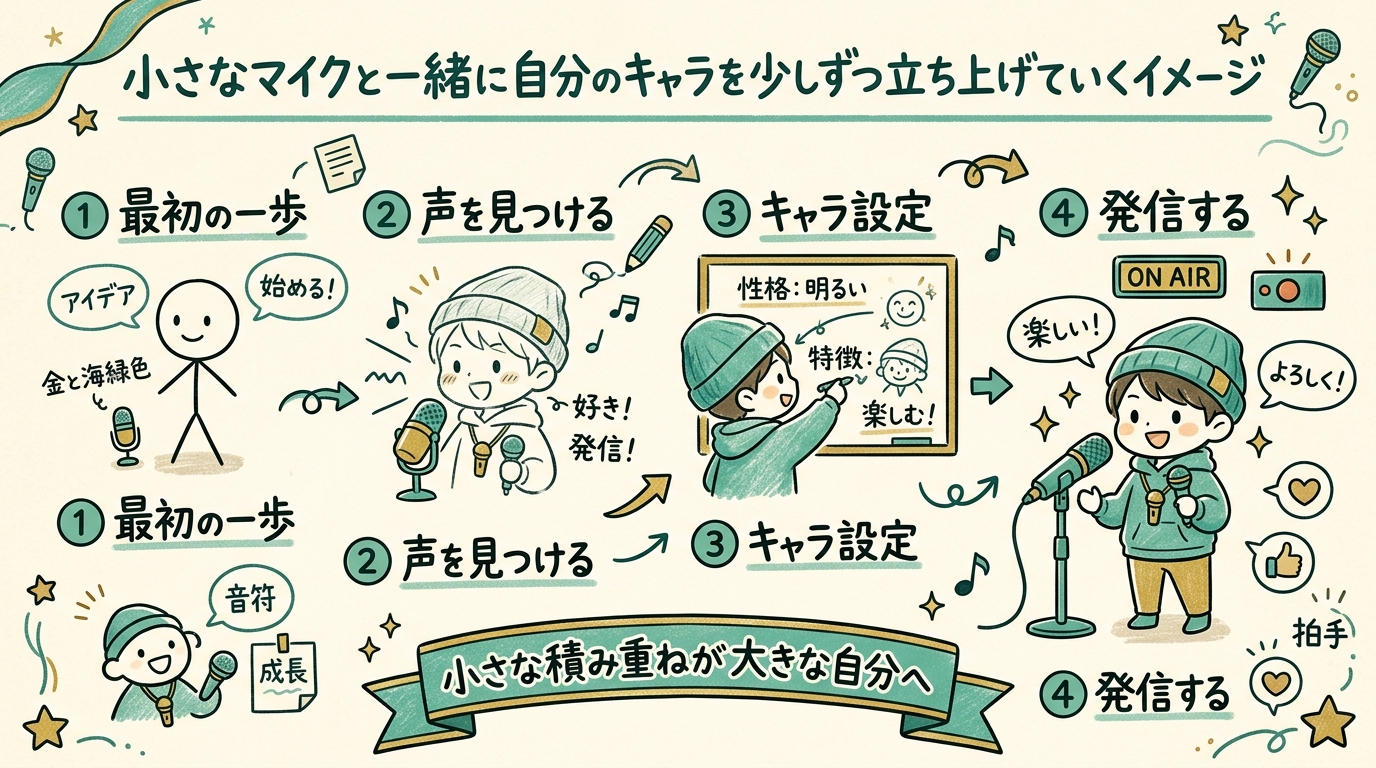 文字キャラと音声キャラが向き合い、互いに別物だけれど一人のキャラとしてつながっているイメージ